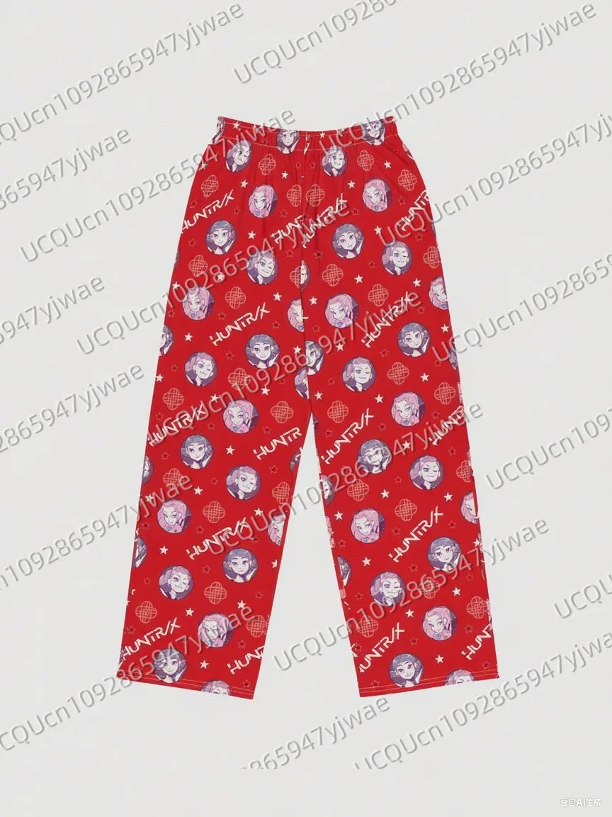 KPop Demon Hunters Pajamas 2025 KPop Demon Hunters Tiger Rumi Cats Print Women's Fashion Long Pants For Youth Men's Trousers