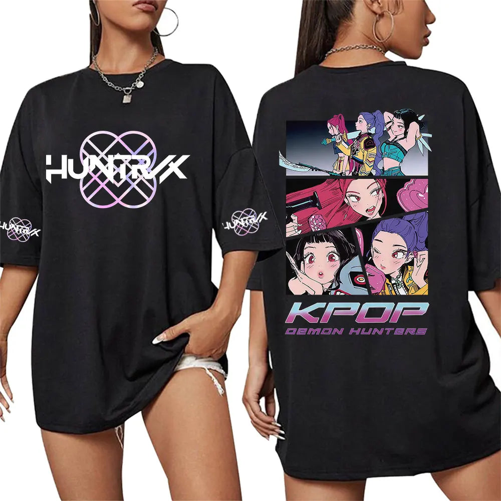 2025 K-pop Movies Demon Hunters Graphic T Shirt Men Women Summer Aesthetic Short Sleeve T-shirts Casual 100% Cotton T-shirt Tops