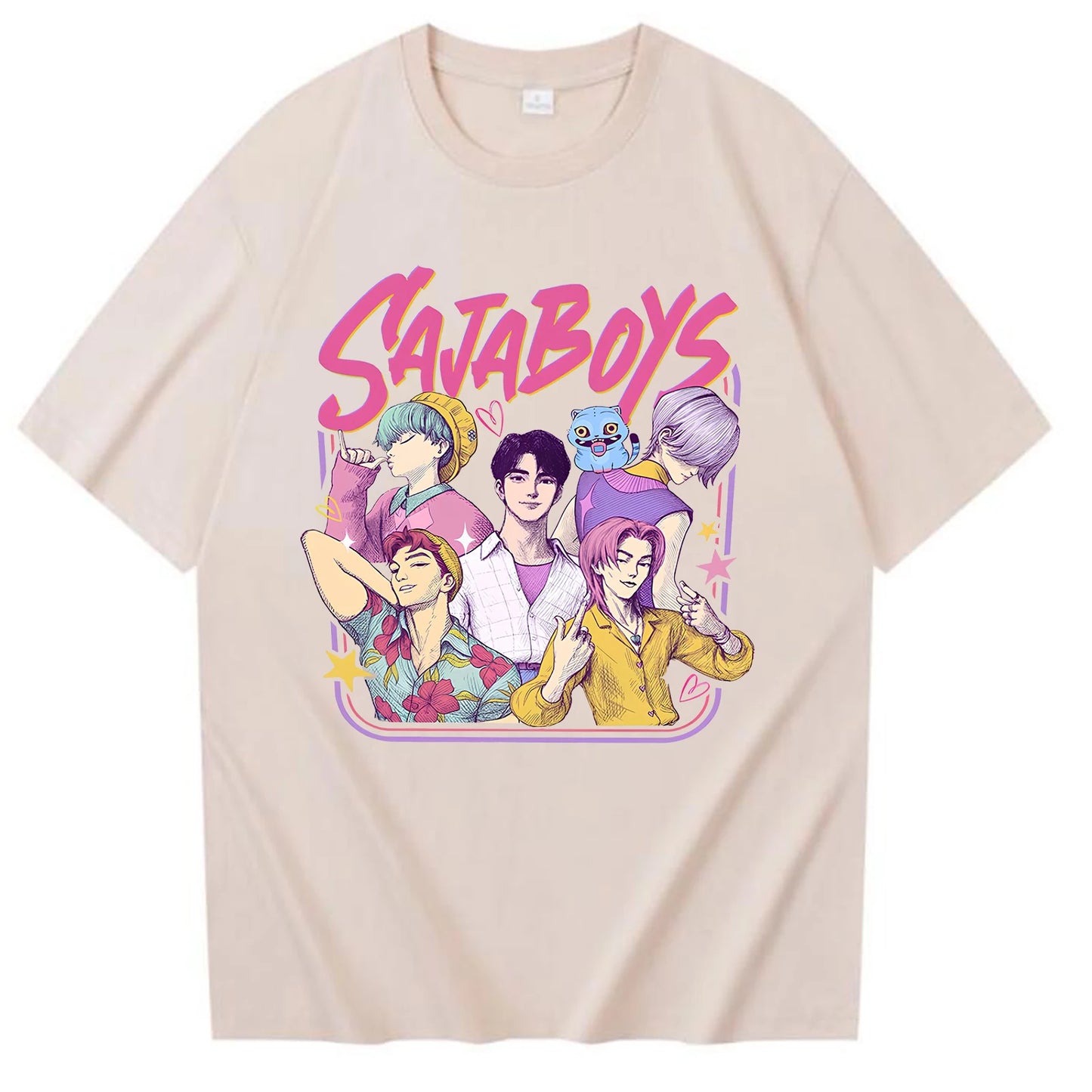 Kpop Demon Hunters Saja Boys T-shirt Harajuku O-neck Shirt Gift for Fans