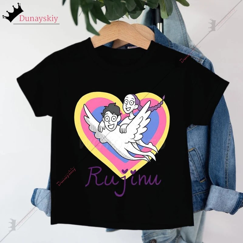 RUJINU Kpop Couple Fans T-shirt Cosplay Costume Vintage Pure Cotton Tee Shirt Short Sleeve KPop Demon Disguise for Halloween