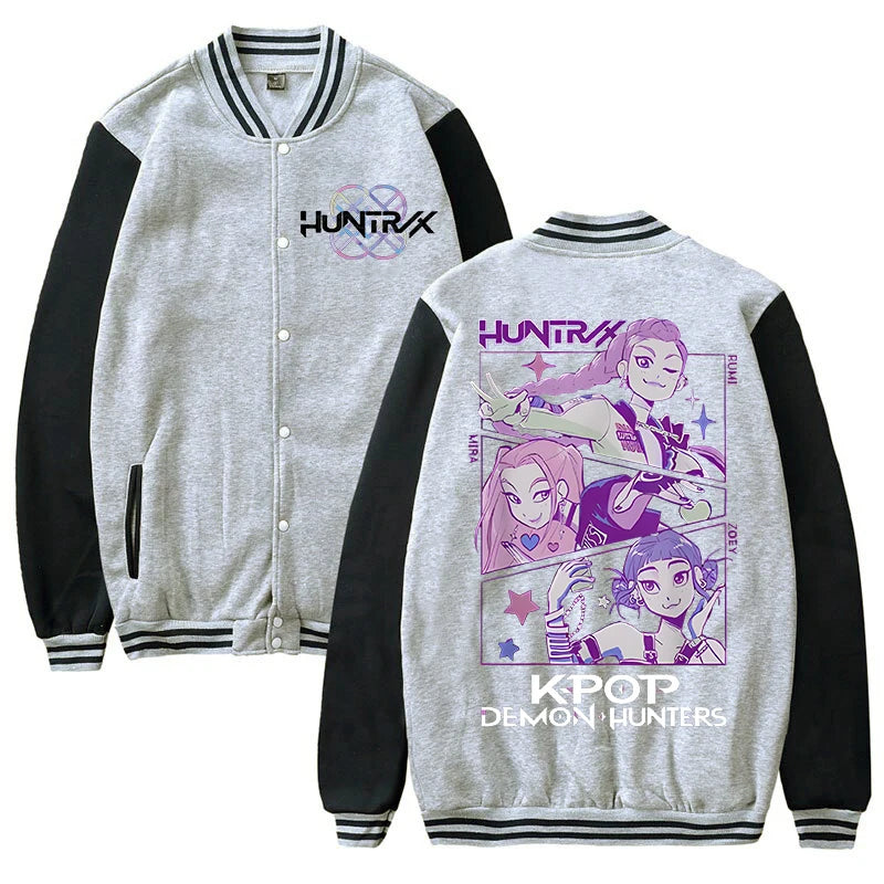 Anime K-Pop Demon Hunters Jacket Female/Male Harajuku Fashion Streetwear Baseball Uniform KPop Demon Hunters Outdoor Clothes