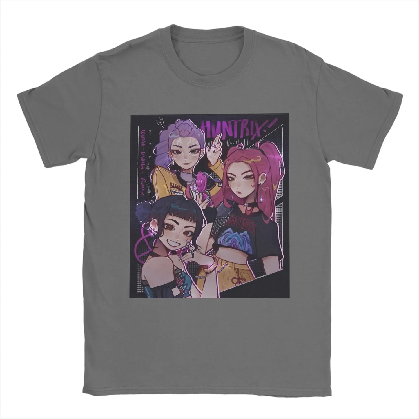 Huntrix Rumi Zoey Mira T Shirt Summer K-pop Demon Hunters Fashion T Shirts Men Cotton O Neck Plus Size Tees Short Sleeve Tshirt