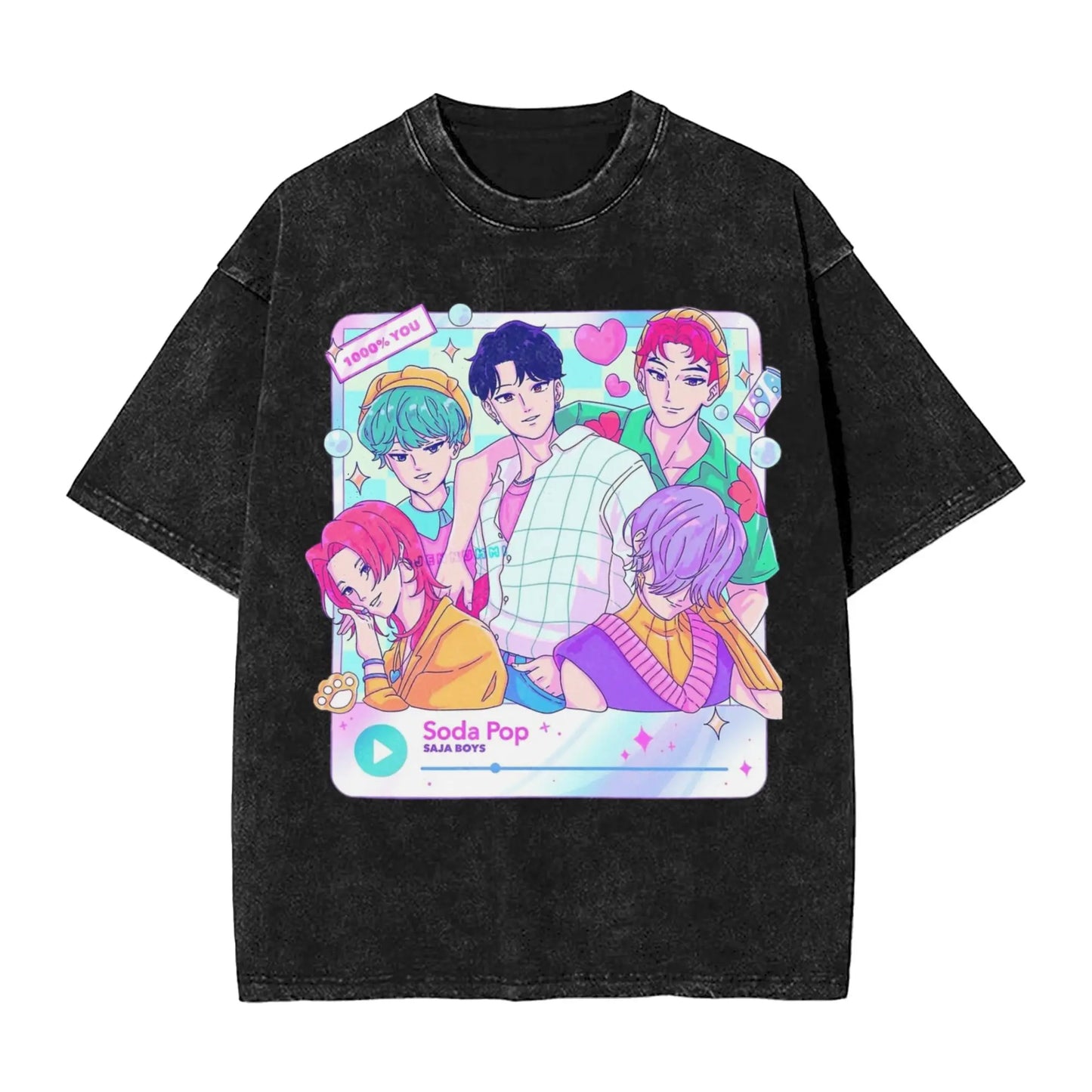 Oversize Saja Boys But Daddy I Love Him Kpop Demon Hunters Outfit T Shirt for Men Women Washed Cotton Tee Shirts Clothing