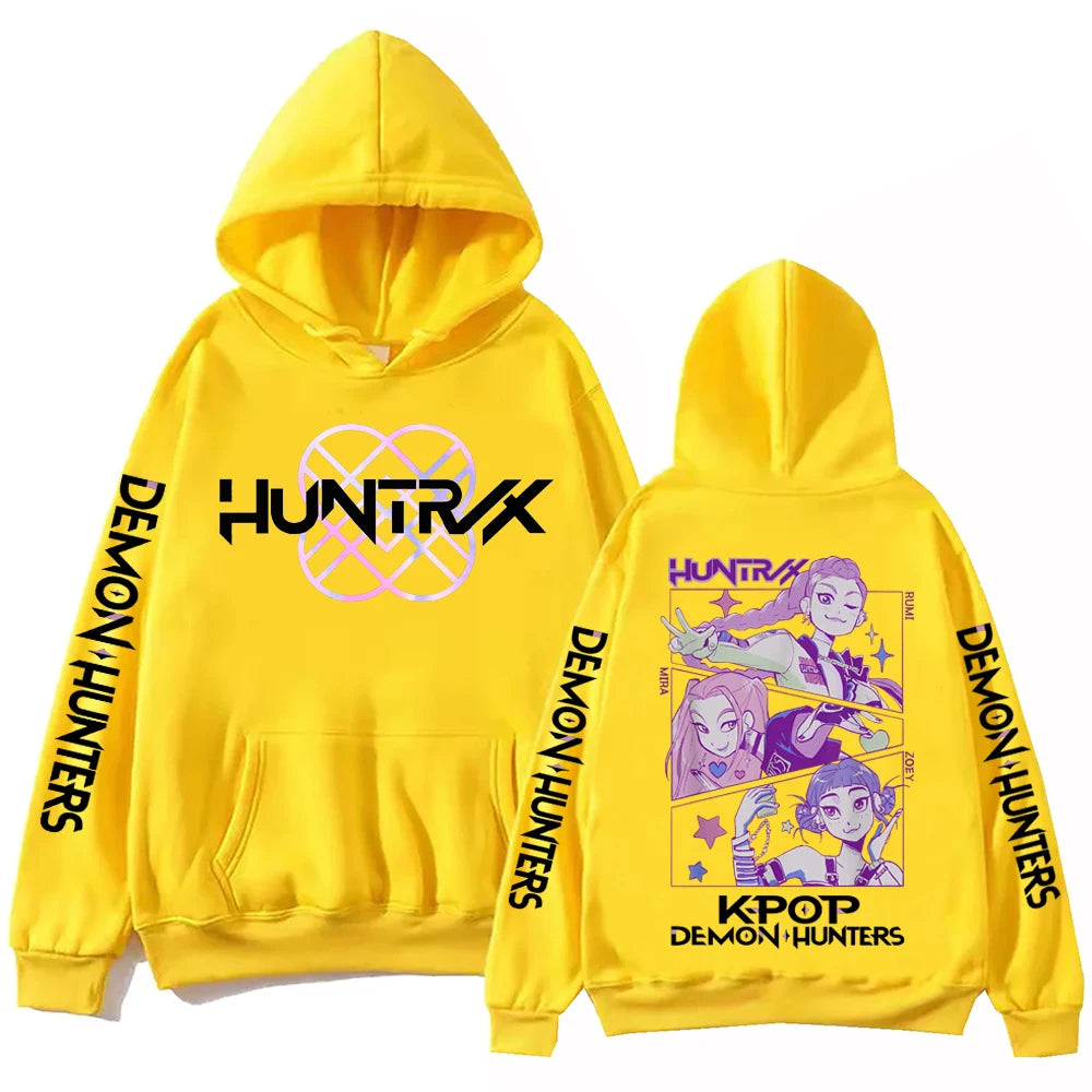 2025 Anime K-Pop Demon Hunters Hoodie Harajuku Hip Hop Y2k Hooded Sweatshirt Casual Long Sleeves Fleece Men Women Pullover