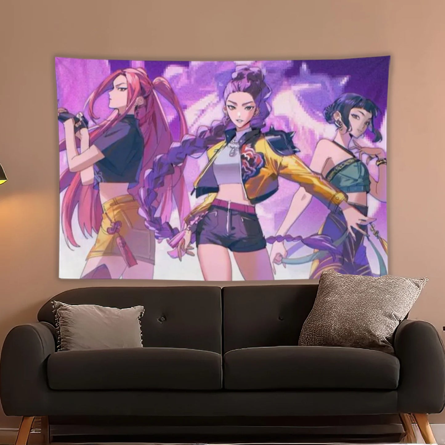 Korean Animation Fantasy K-pop Demon Hunters Cartoon Character Tapestry Room Decoration Home Decor Bedroom Wall Hanging Fabric