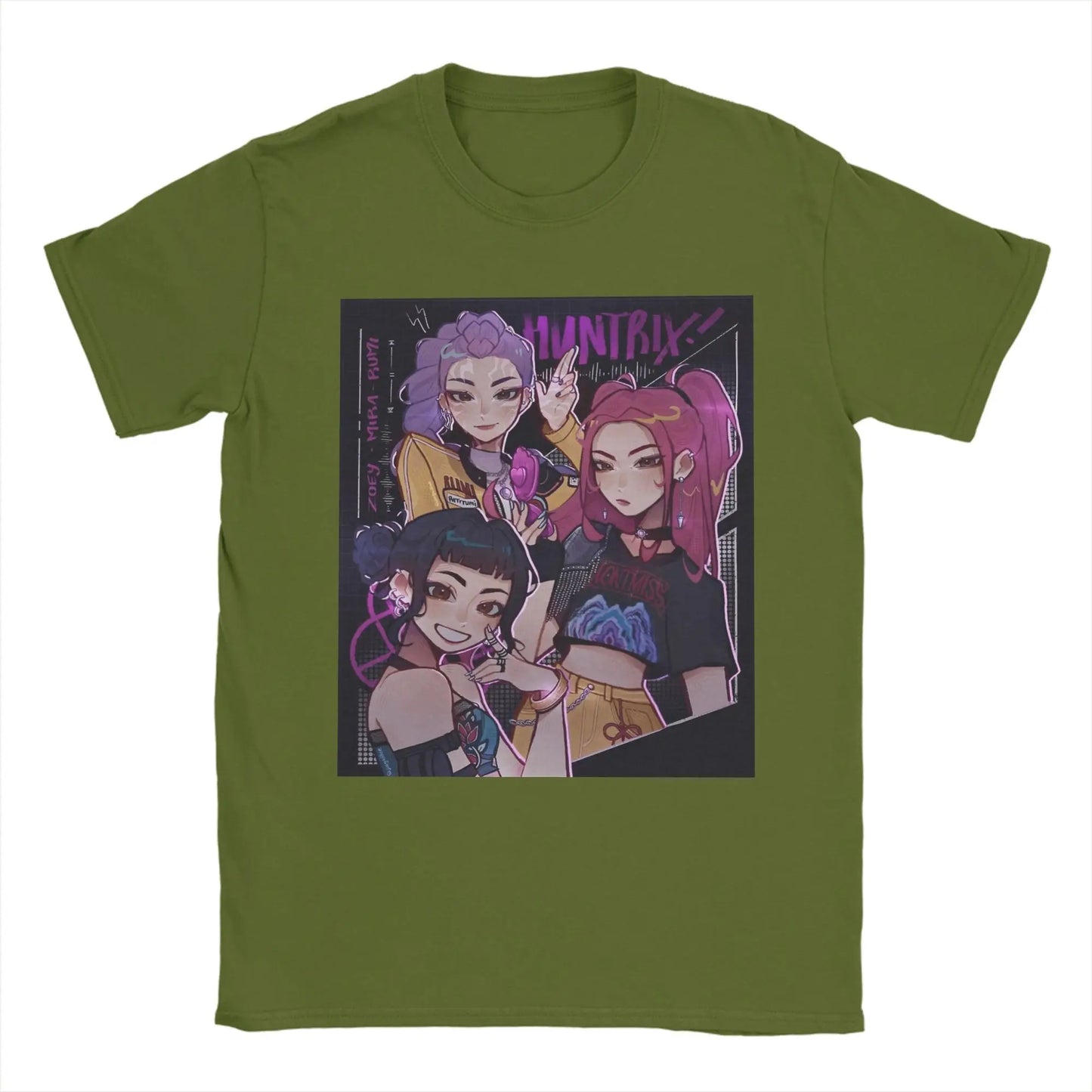 Huntrix Rumi Zoey Mira T Shirt Summer K-pop Demon Hunters Fashion T Shirts Men Cotton O Neck Plus Size Tees Short Sleeve Tshirt
