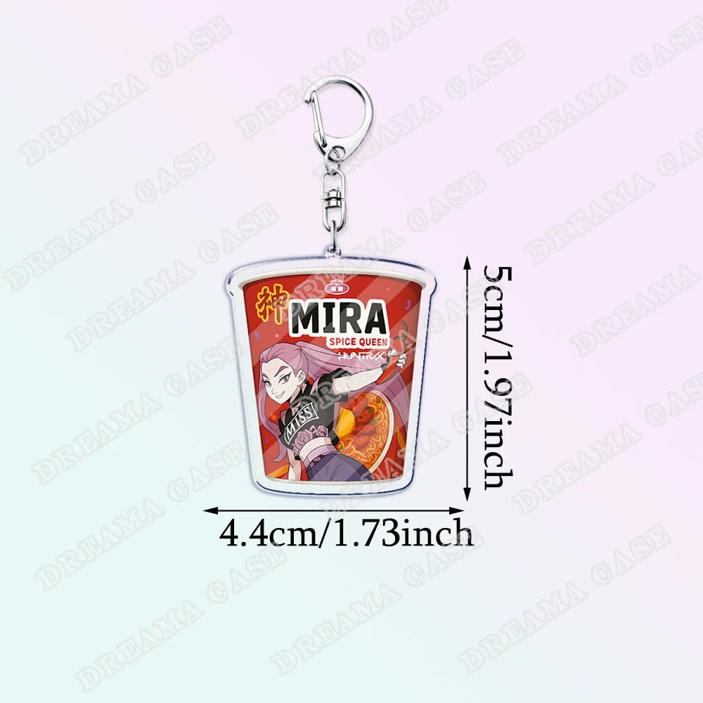 Huntrix Saja Boys Instant Noodles Acrylic Keychains Ring Double-Sided Key Chain Jewelry K-Pop Demon Hunters Fan Love Gifts