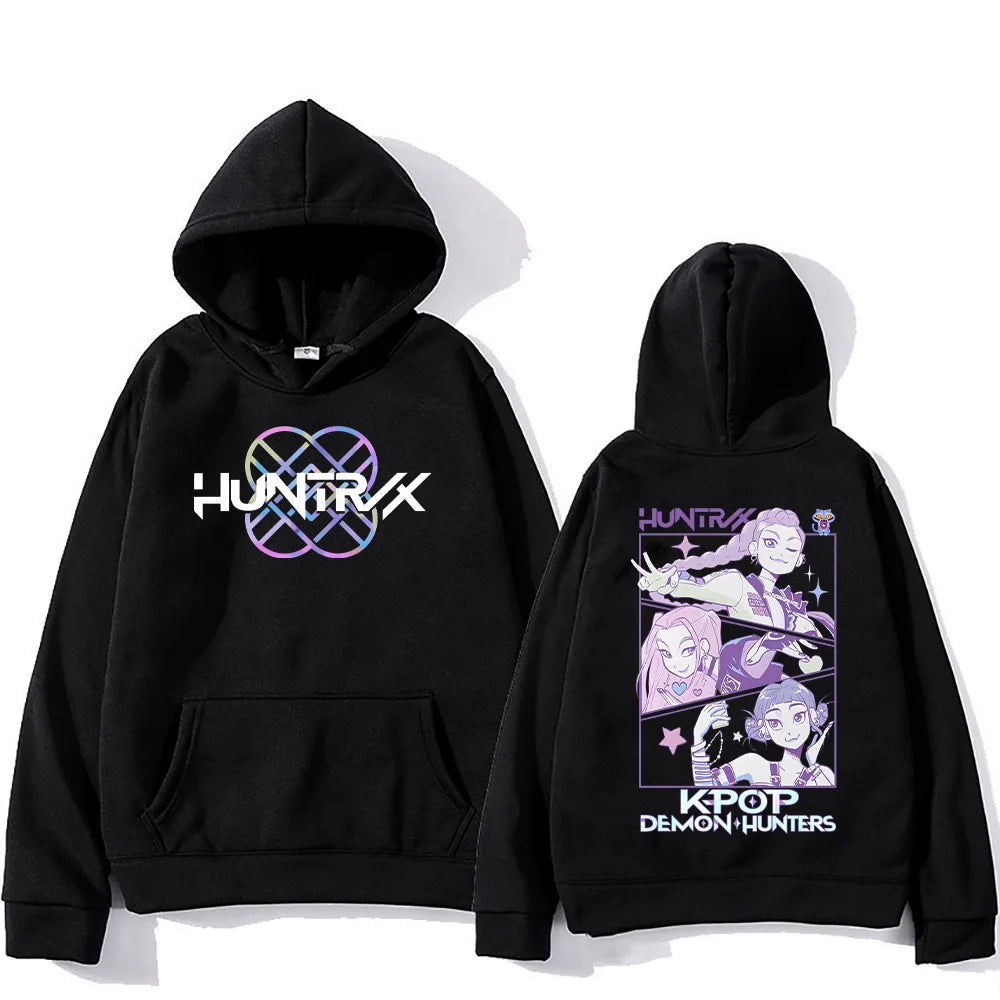 Kpop Demon Hunters Hoodies K-pop Cartoon Printed Sweatshirt Fashion Versatile Streetwear For Women Men Oversized Pullovers