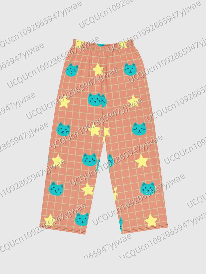 KPop Demon Hunters Pajamas 2025 KPop Demon Hunters Tiger Rumi Cats Print Women's Fashion Long Pants For Youth Men's Trousers