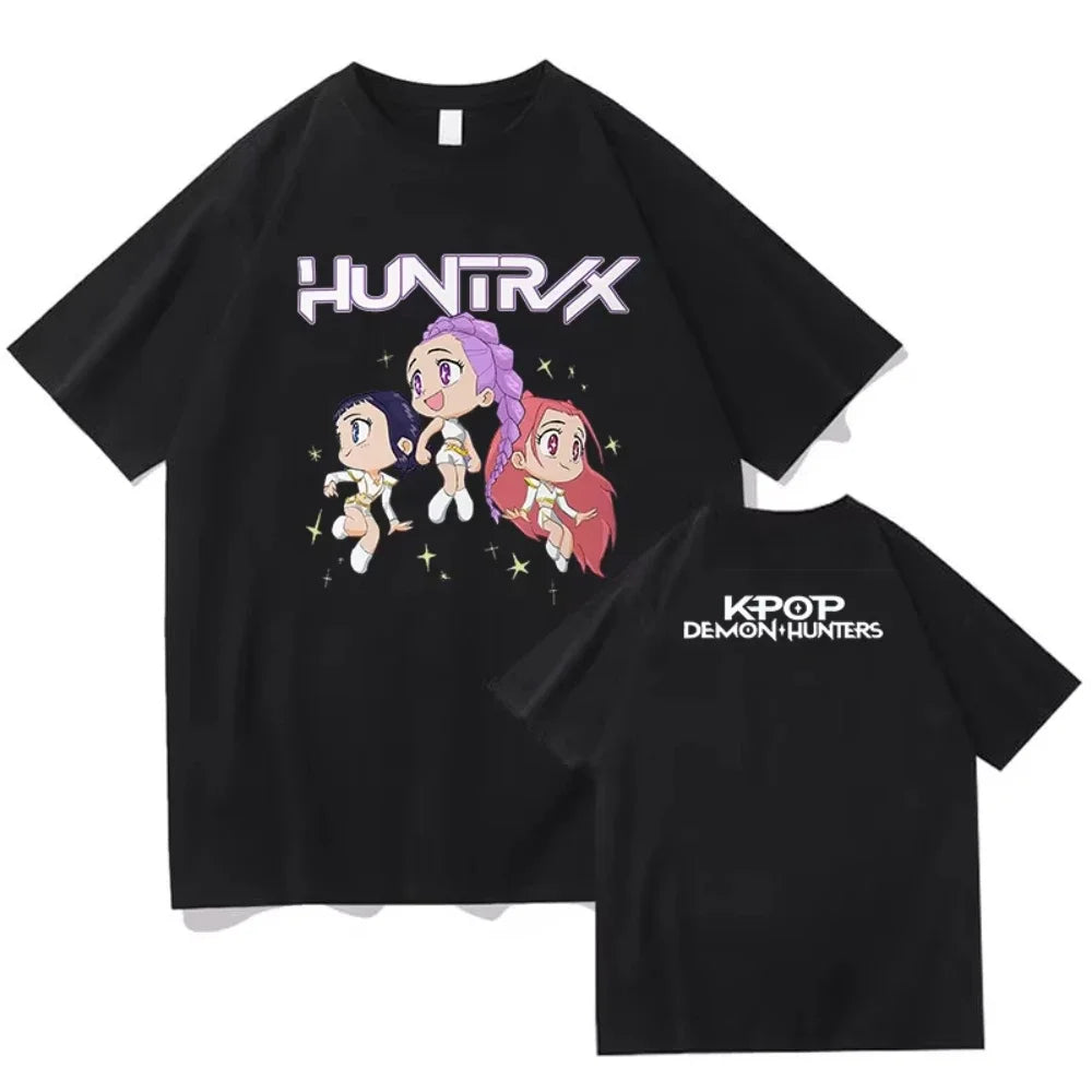 KPop Demon Hunters Huntrix Printing Men T-shirt Summer Cotton Short Sleeve Tshirt for Female O-neck Women Tee Streetwear Tops