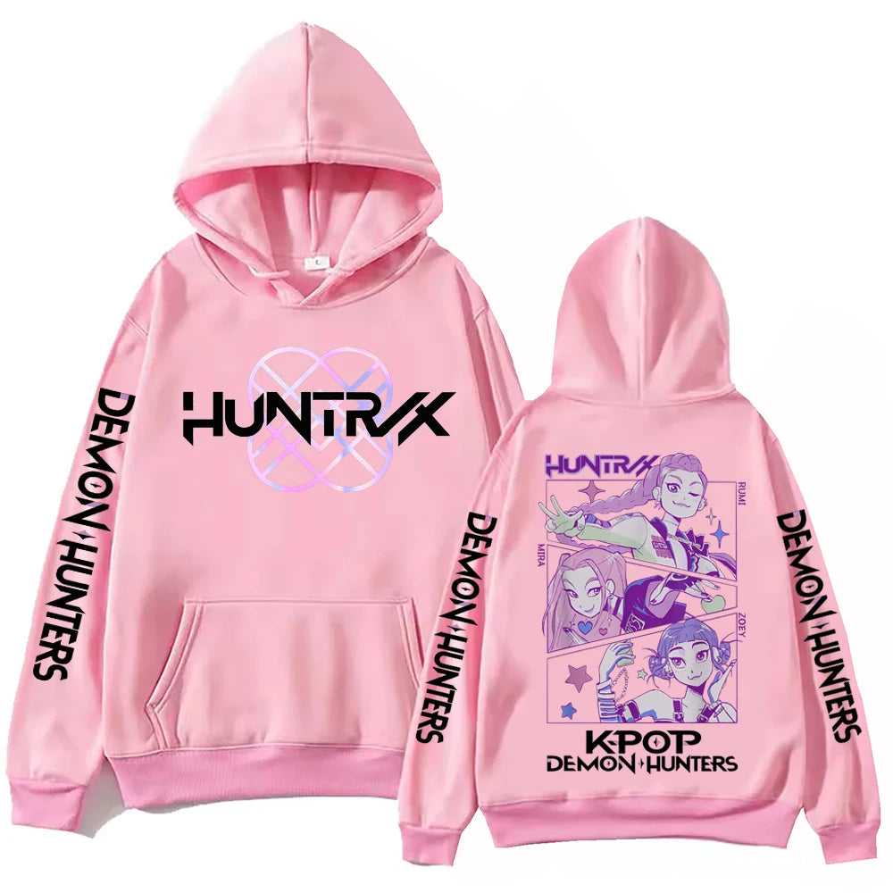 2025 Anime K-Pop Demon Hunters Hoodie Harajuku Hip Hop Y2k Hooded Sweatshirt Casual Long Sleeves Fleece Men Women Pullover