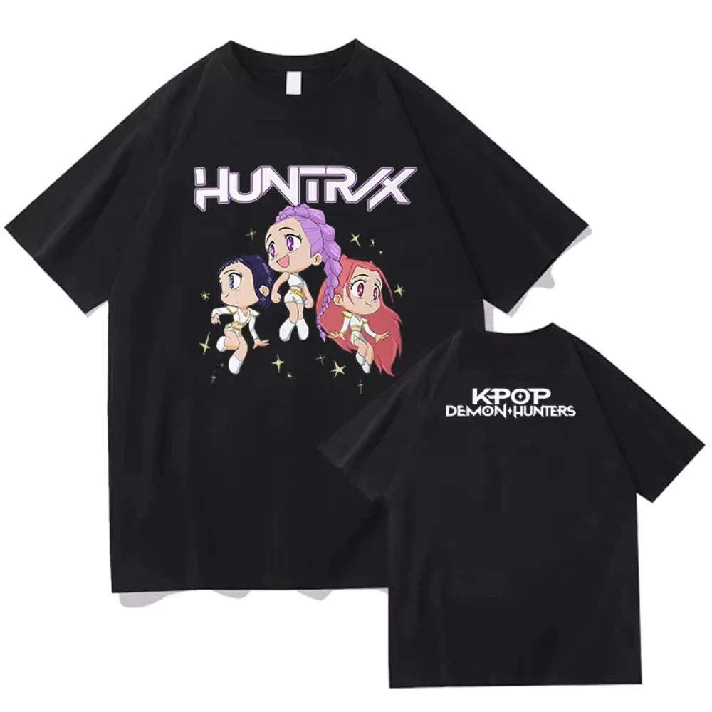 KPop Demon Hunters Huntrix Printing Men T-shirt Summer Cotton Short Sleeve Tshirt for Female O-neck Women Tee Streetwear Tops