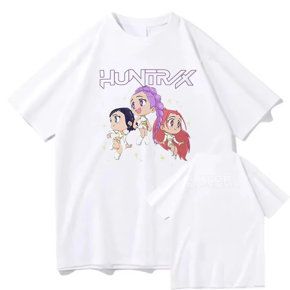 KPop Demon Hunters Huntrix Printing Men T-shirt Summer Cotton Short Sleeve Tshirt for Female O-neck Women Tee Streetwear Tops