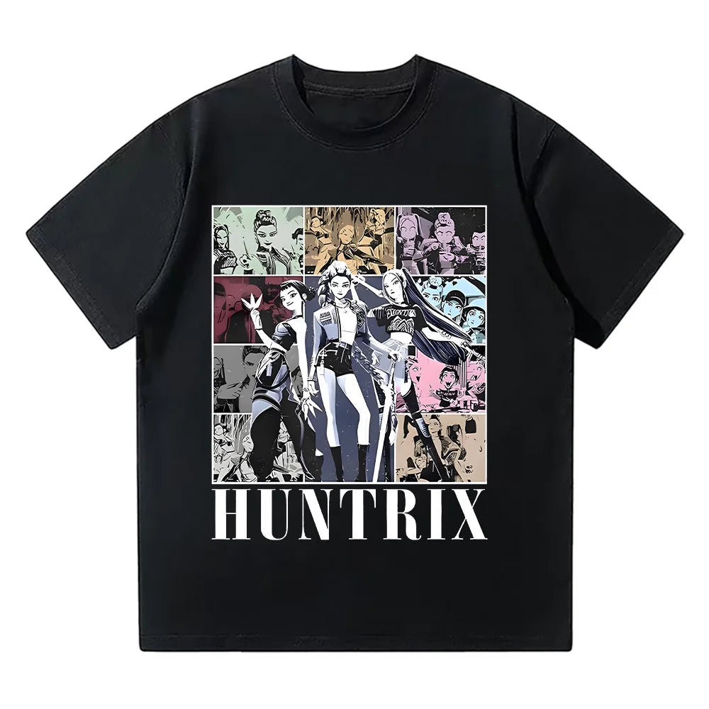 Huntrix Girl Kpop Demo Movie Vintage T Shirt Kpop Demon Hunters Tee Jinu Manga Clothing Cotton High Quality T-shirts Unisex Tops