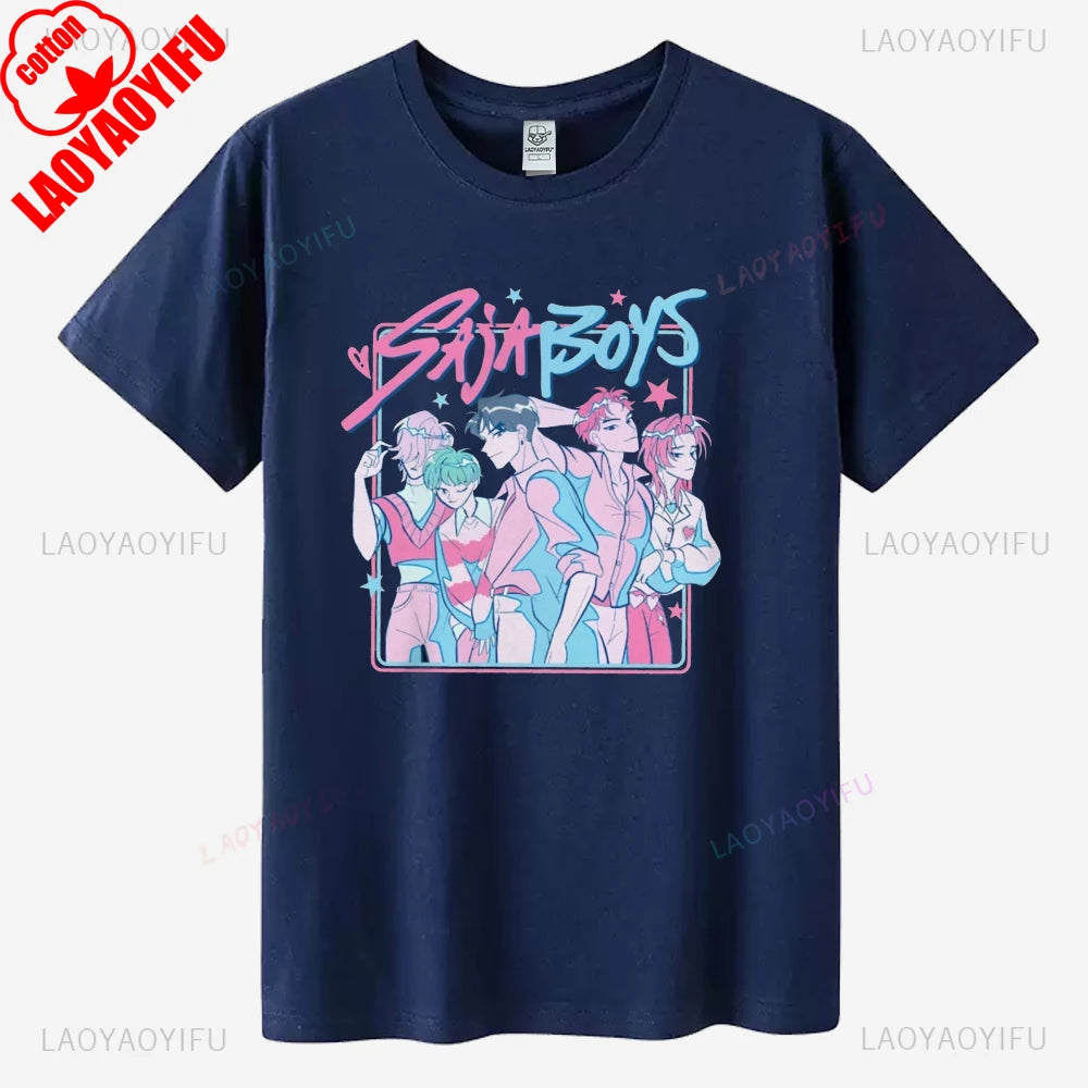 Saja Boys Kpop Demon Hunters Graphic T Shirt Gift Women Huntrix Pin Mira Zoey Demon Hunter Merch Jinu Cotton Tee Rumi Fan Poster