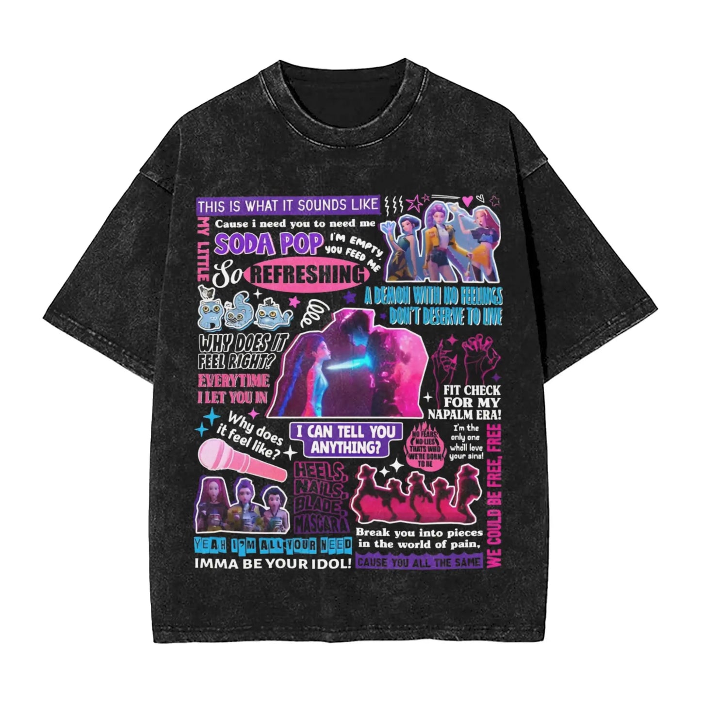 Oversize Saja Boys But Daddy I Love Him Kpop Demon Hunters Outfit T Shirt for Men Women Washed Cotton Tee Shirts Clothing