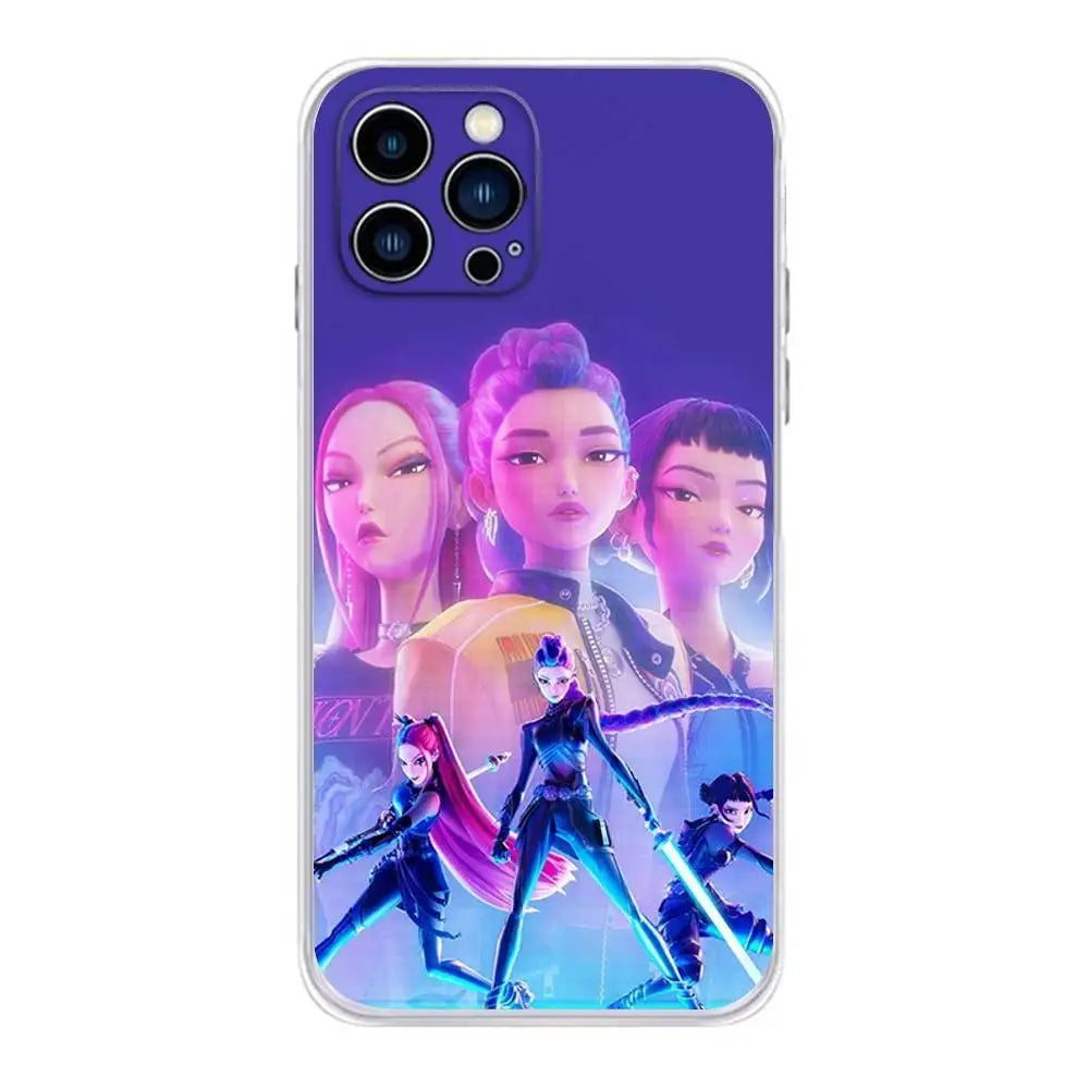 KPop D-Demon H-Hunters Phone Case For iPhone 16 &15, Plus,Pro,Max,XR,XS,Plus,E,Mini Transparent Soft Cover