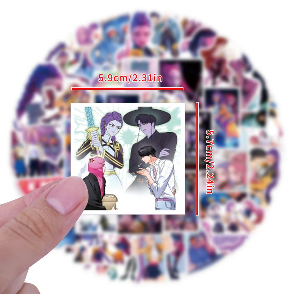 55Pcs Anime KPop Demon Hunters Stickers Demon Hunters Tiger DIY Stickers Scrapbooking Phone Luggage Skateboard Waterproof Decal