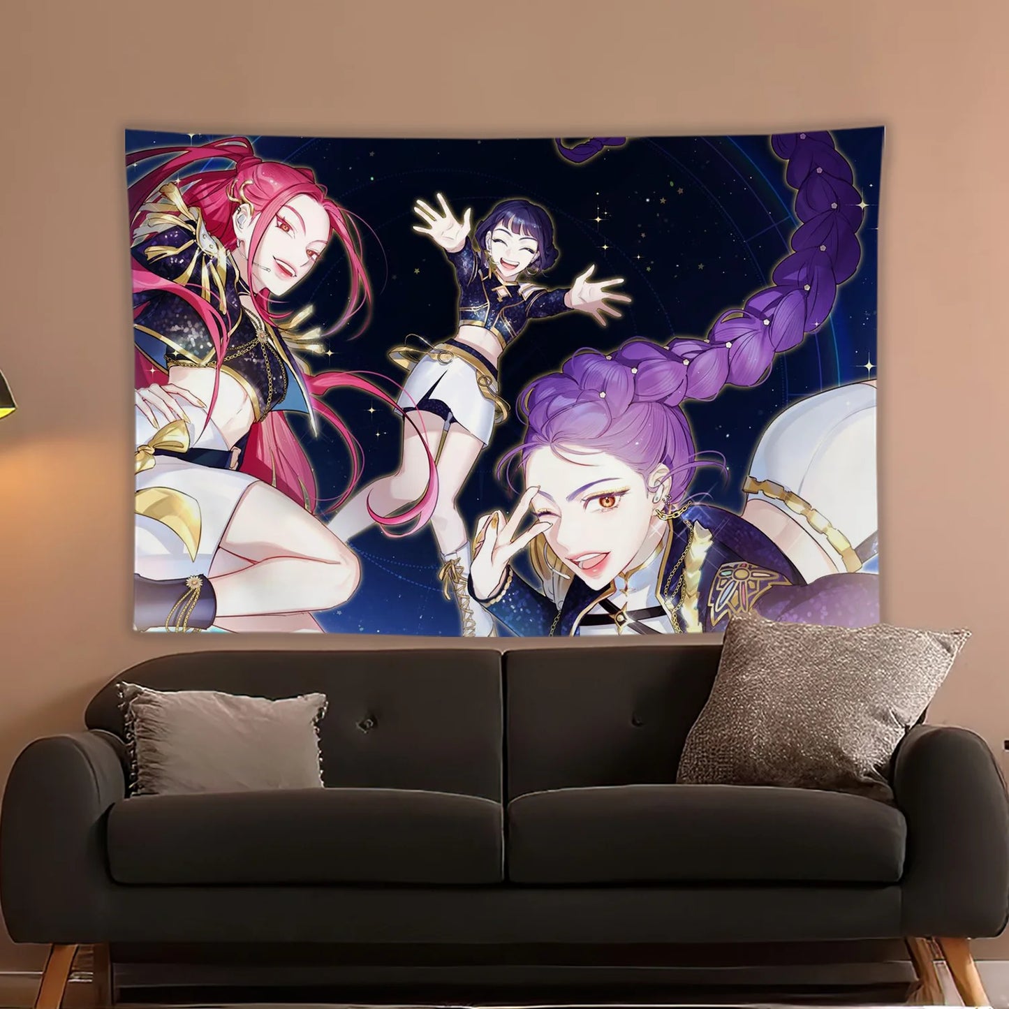 Korean Animation Fantasy K-pop Demon Hunters Cartoon Character Tapestry Room Decoration Home Decor Bedroom Wall Hanging Fabric