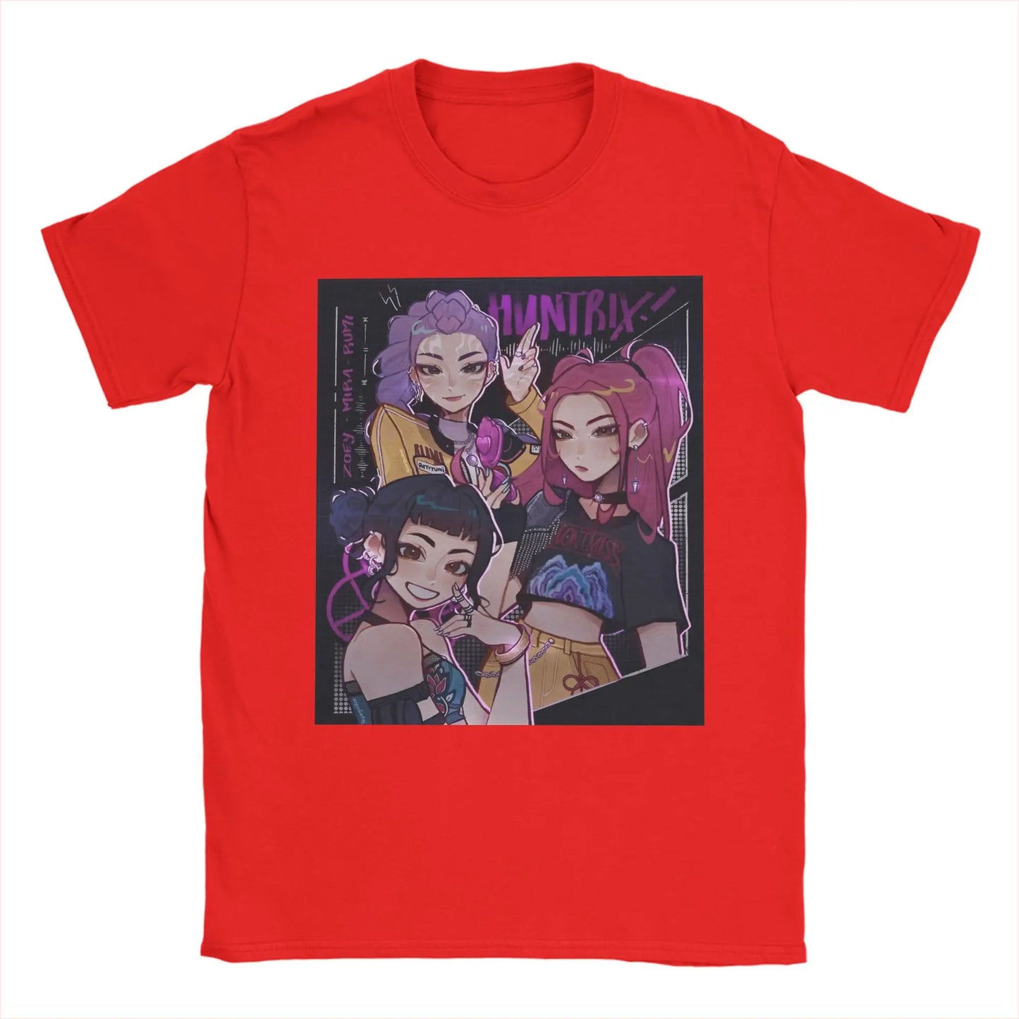 Huntrix Rumi Zoey Mira T Shirt Summer K-pop Demon Hunters Fashion T Shirts Men Cotton O Neck Plus Size Tees Short Sleeve Tshirt