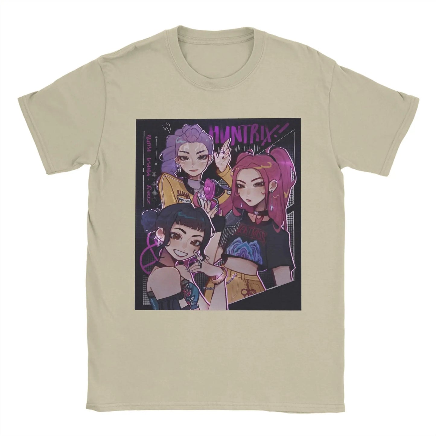Huntrix Rumi Zoey Mira T Shirt Summer K-pop Demon Hunters Fashion T Shirts Men Cotton O Neck Plus Size Tees Short Sleeve Tshirt