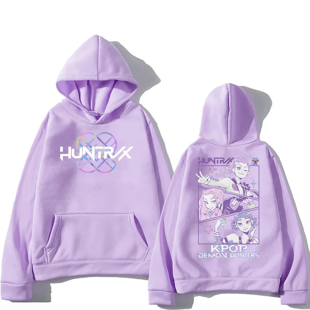 Kpop Demon Hunters Hoodies K-pop Cartoon Printed Sweatshirt Fashion Versatile Streetwear For Women Men Oversized Pullovers