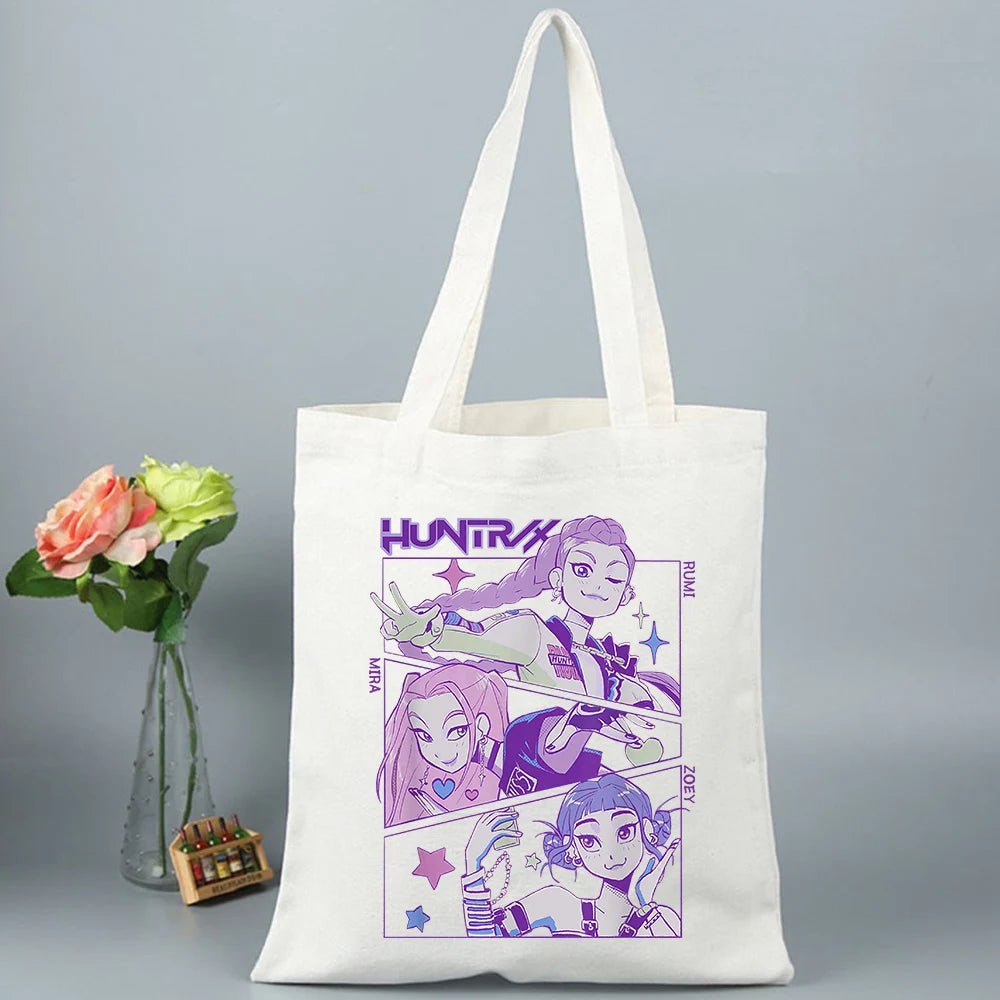 K-Pop Demon Hunters Canvas Bag Shopping Y2k Shopping Tote Bag Shopper Bag for Fans Gift