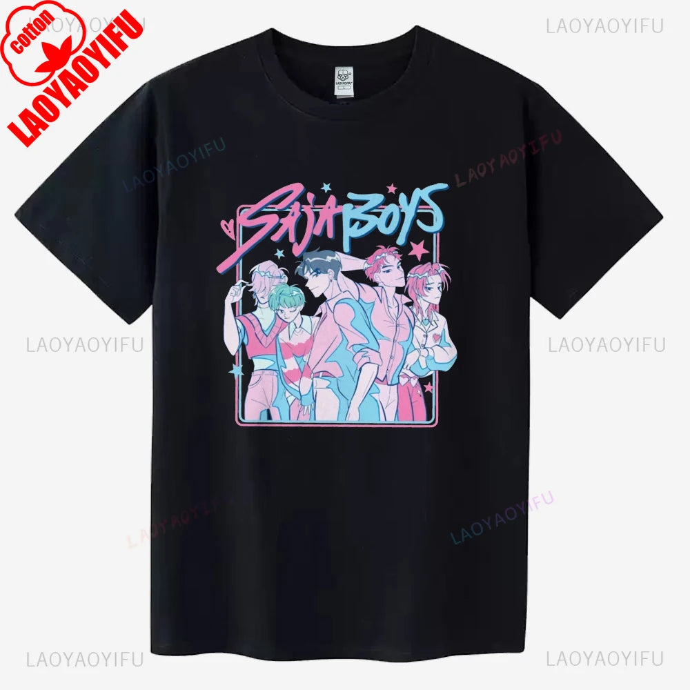 Saja Boys Kpop Demon Hunters Graphic T Shirt Gift Women Huntrix Pin Mira Zoey Demon Hunter Merch Jinu Cotton Tee Rumi Fan Poster
