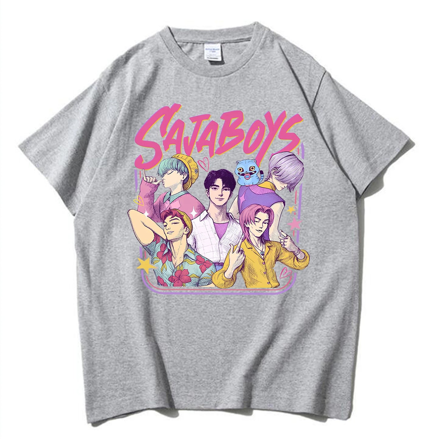 Kpop Demon Hunters Saja Boys T-shirt Harajuku O-neck Shirt Gift for Fans
