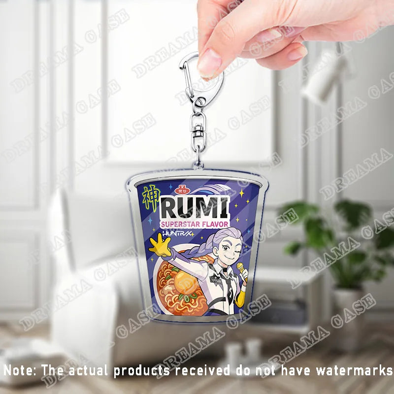 Huntrix Saja Boys Instant Noodles Acrylic Keychains Ring Double-Sided Key Chain Jewelry K-Pop Demon Hunters Fan Love Gifts