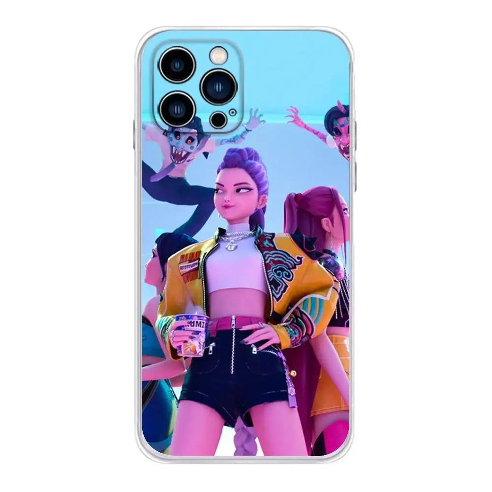 KPop D-Demon H-Hunters Phone Case For iPhone 16 &15, Plus,Pro,Max,XR,XS,Plus,E,Mini Transparent Soft Cover