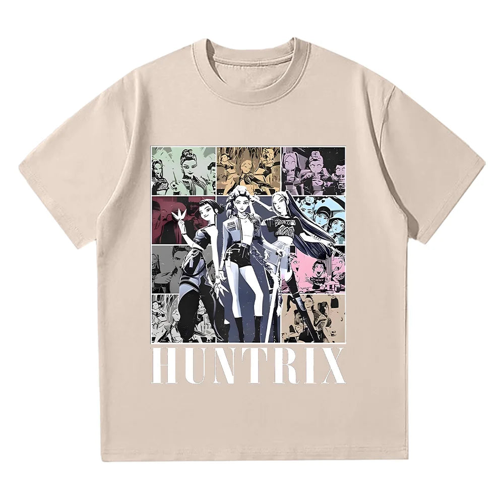 Huntrix Girl Kpop Demo Movie Vintage T Shirt Kpop Demon Hunters Tee Jinu Manga Clothing Cotton High Quality T-shirts Unisex Tops