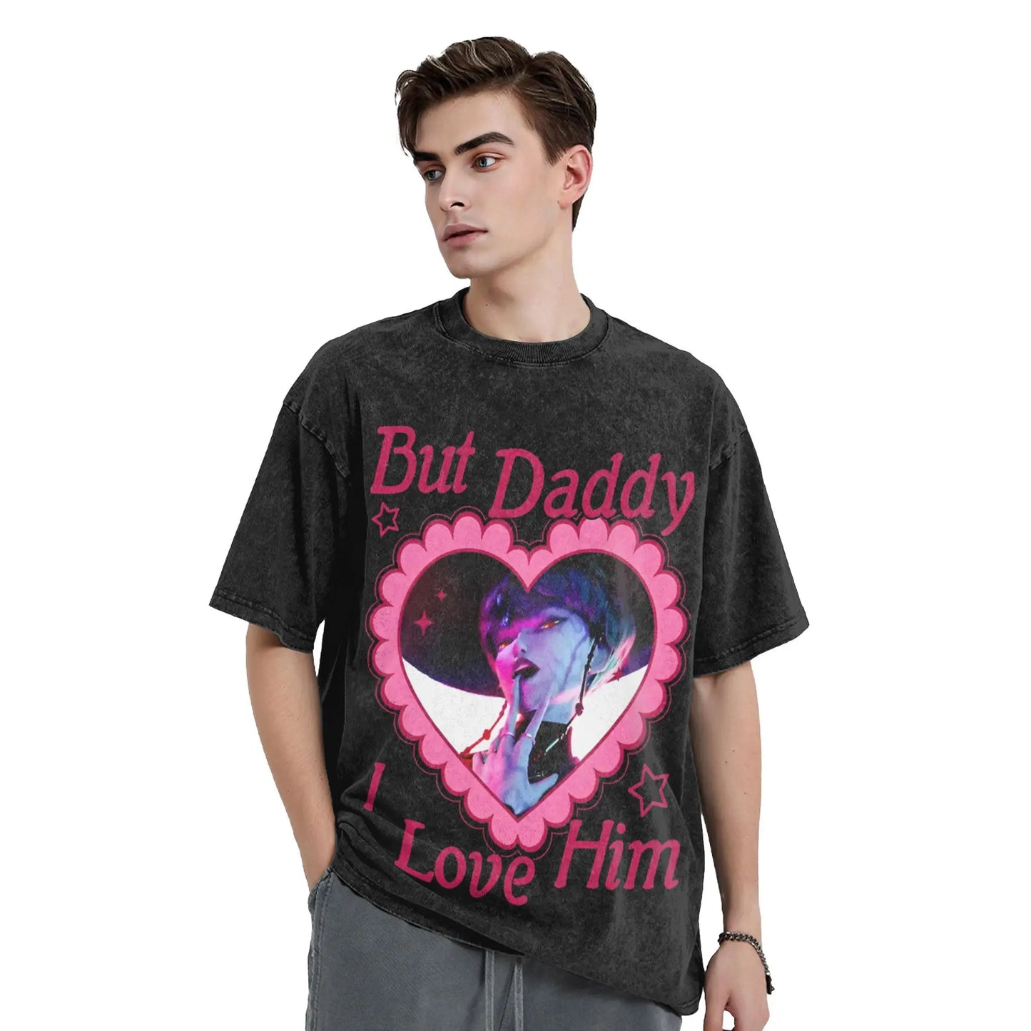 Oversize Saja Boys But Daddy I Love Him Kpop Demon Hunters Outfit T Shirt for Men Women Washed Cotton Tee Shirts Clothing