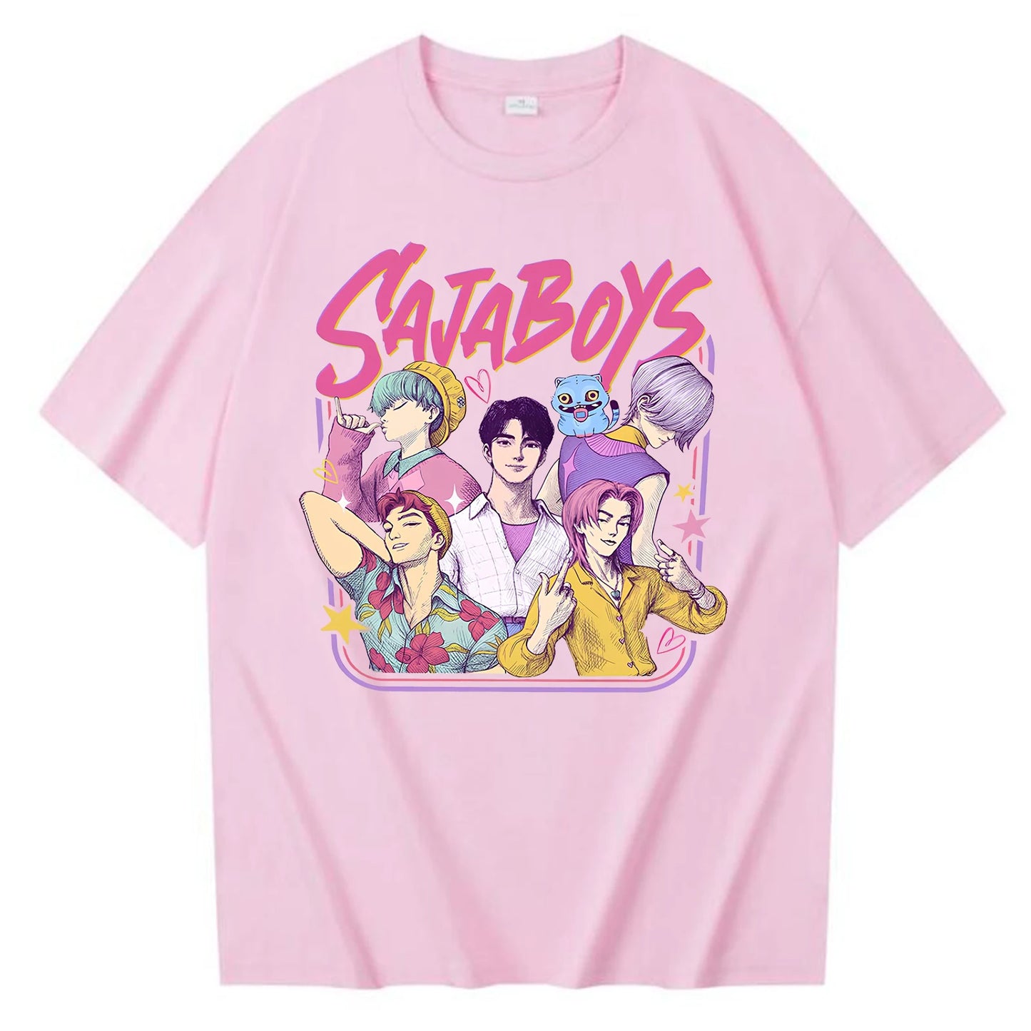 Kpop Demon Hunters Saja Boys T-shirt Harajuku O-neck Shirt Gift for Fans