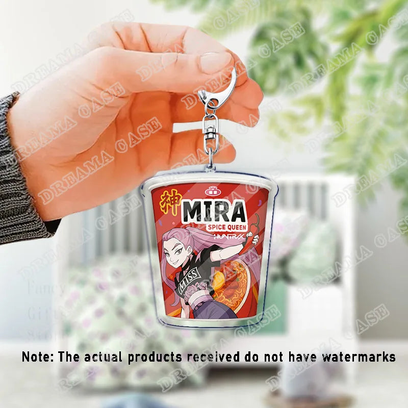 Huntrix Saja Boys Instant Noodles Acrylic Keychains Ring Double-Sided Key Chain Jewelry K-Pop Demon Hunters Fan Love Gifts