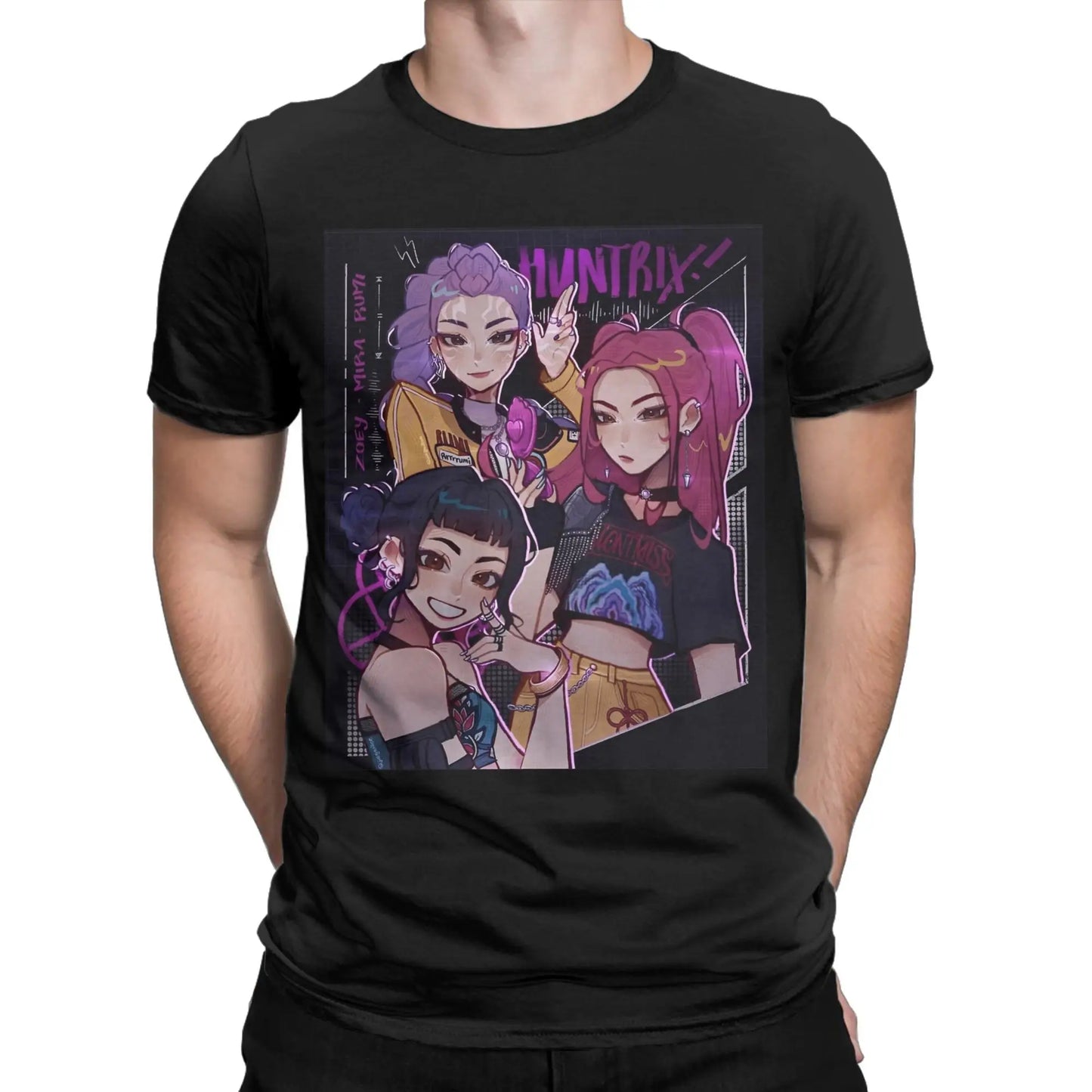 Huntrix Rumi Zoey Mira T Shirt Summer K-pop Demon Hunters Fashion T Shirts Men Cotton O Neck Plus Size Tees Short Sleeve Tshirt