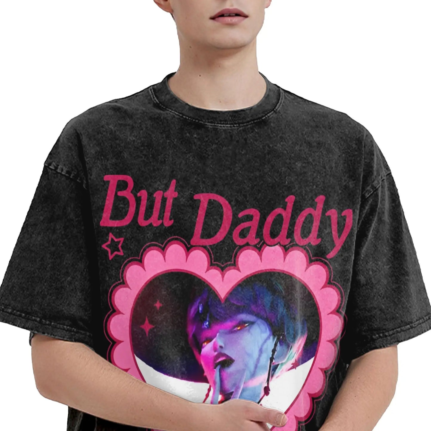 Oversize Saja Boys But Daddy I Love Him Kpop Demon Hunters Outfit T Shirt for Men Women Washed Cotton Tee Shirts Clothing
