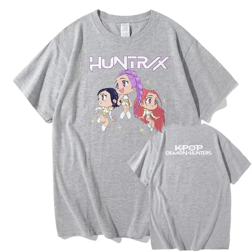 KPop Demon Hunters Huntrix Printing Men T-shirt Summer Cotton Short Sleeve Tshirt for Female O-neck Women Tee Streetwear Tops