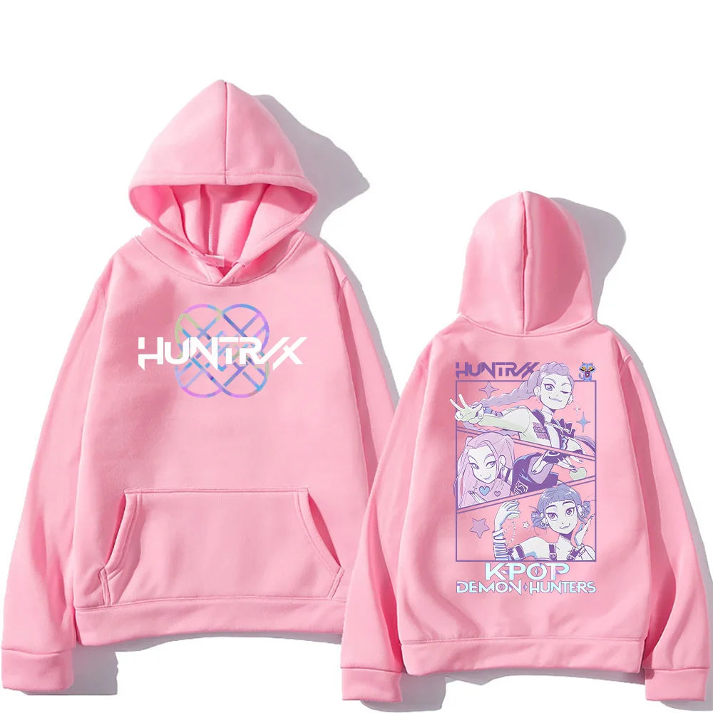 Kpop Demon Hunters Hoodies K-pop Cartoon Printed Sweatshirt Fashion Versatile Streetwear For Women Men Oversized Pullovers