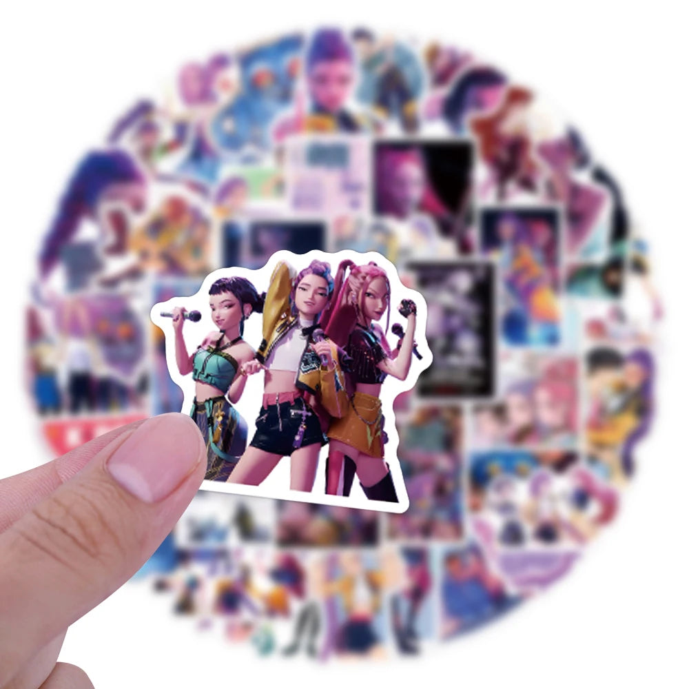 55Pcs Anime KPop Demon Hunters Stickers Demon Hunters Tiger DIY Stickers Scrapbooking Phone Luggage Skateboard Waterproof Decal