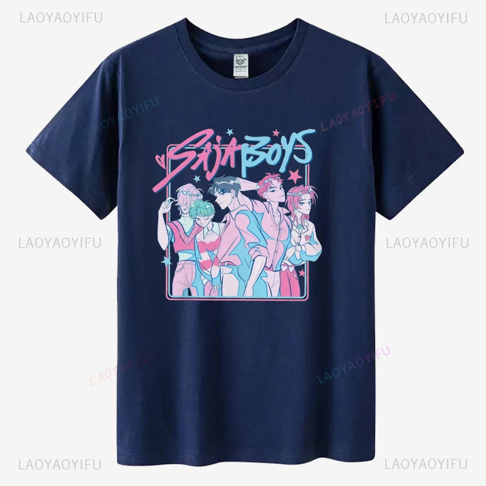 Saja Boys Kpop Demon Hunters Graphic T Shirt Gift Women Huntrix Pin Mira Zoey Demon Hunter Merch Jinu Cotton Tee Rumi Fan Poster