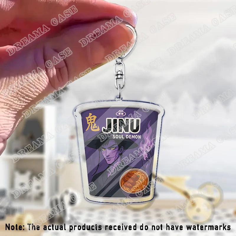Huntrix Saja Boys Instant Noodles Acrylic Keychains Ring Double-Sided Key Chain Jewelry K-Pop Demon Hunters Fan Love Gifts