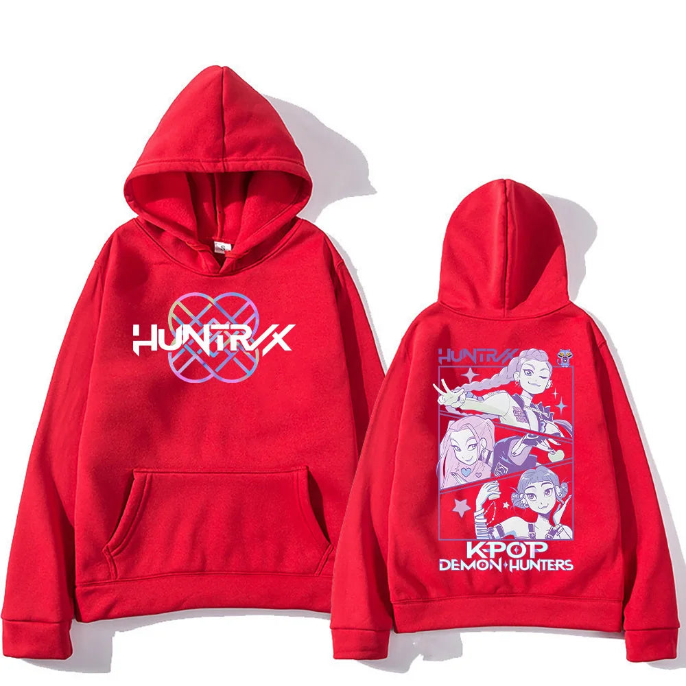 Kpop Demon Hunters Hoodies K-pop Cartoon Printed Sweatshirt Fashion Versatile Streetwear For Women Men Oversized Pullovers