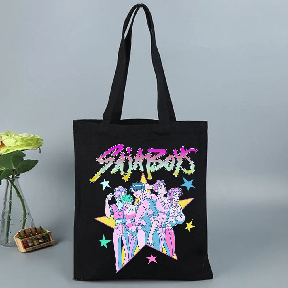 K-Pop Demon Hunters Canvas Bag Shopping Y2k Shopping Tote Bag Shopper Bag for Fans Gift