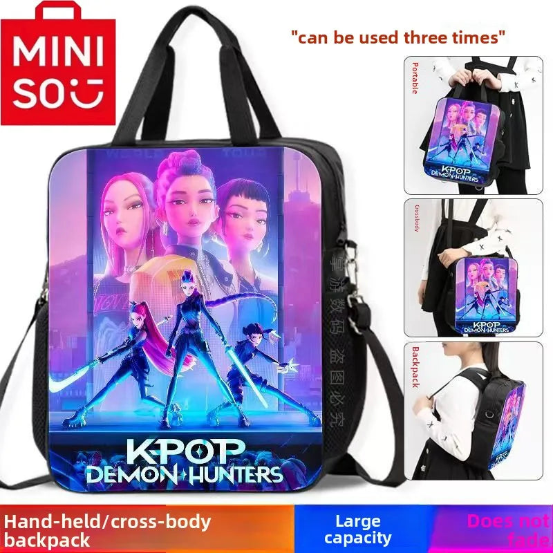 2025 MINISO brand new collaboration Kpop movie 'Demon Hunter' student backpack, crossbody bag, handbag