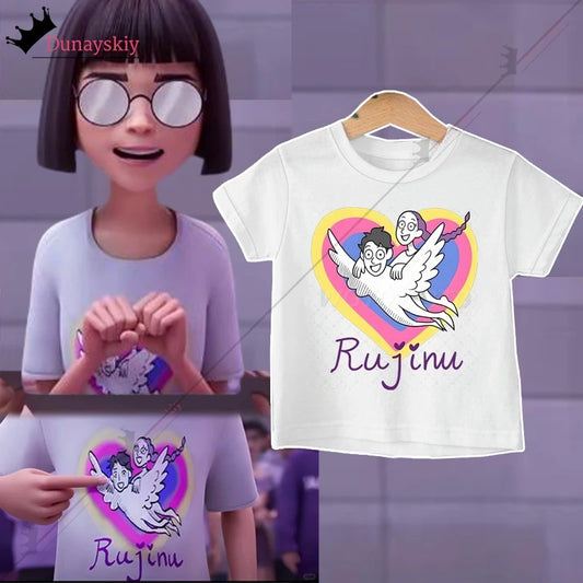RUJINU Kpop Couple Fans T-shirt Cosplay Costume Vintage Pure Cotton Tee Shirt Short Sleeve KPop Demon Disguise for Halloween
