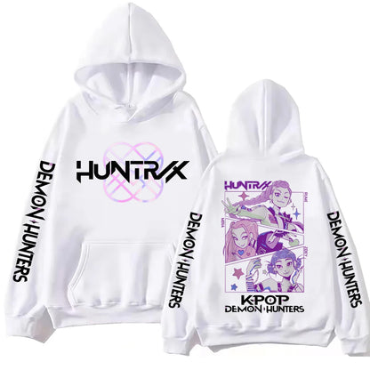 2025 Anime K-Pop Demon Hunters Hoodie Harajuku Hip Hop Y2k Hooded Sweatshirt Casual Long Sleeves Fleece Men Women Pullover