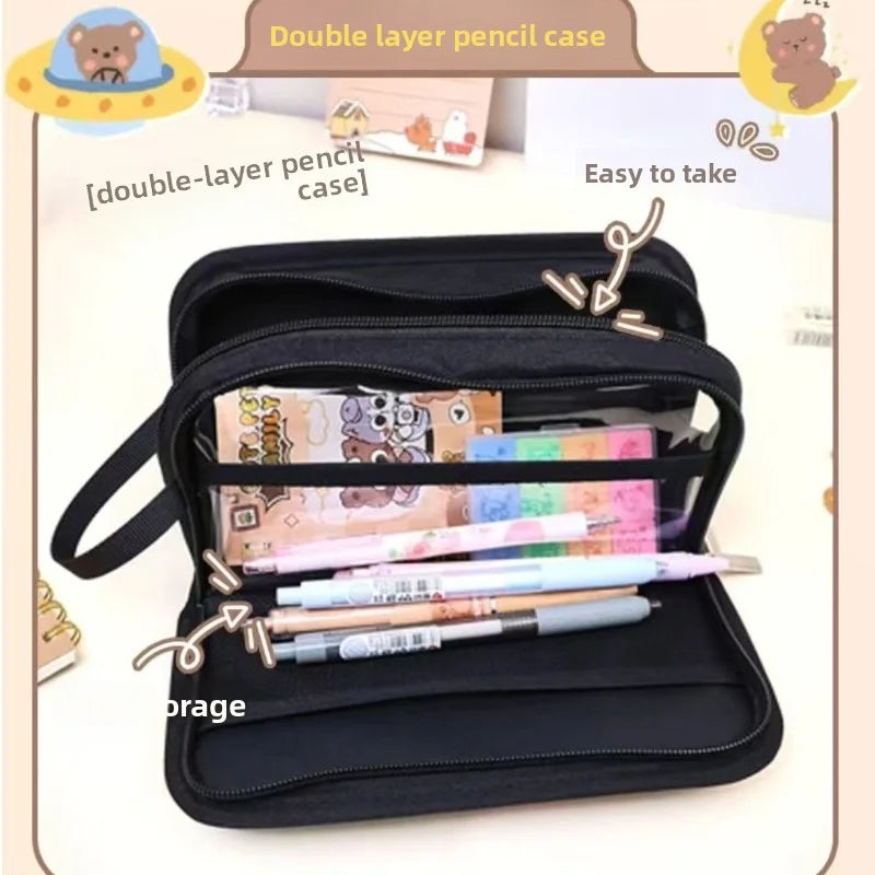 2025 Miniso New Co branded Series K-POP Demon Hunters Multi functional Stationery Bag Large Capacity Pencil Box for Girls