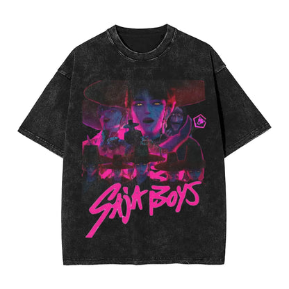 Oversize Saja Boys But Daddy I Love Him Kpop Demon Hunters Outfit T Shirt for Men Women  Washed Cotton Tee Shirts Clothing