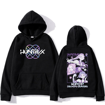 Kpop Demon Hunters Hoodies K-pop Cartoon Printed Sweatshirt Fashion Versatile Streetwear For Women Men Oversized Pullovers